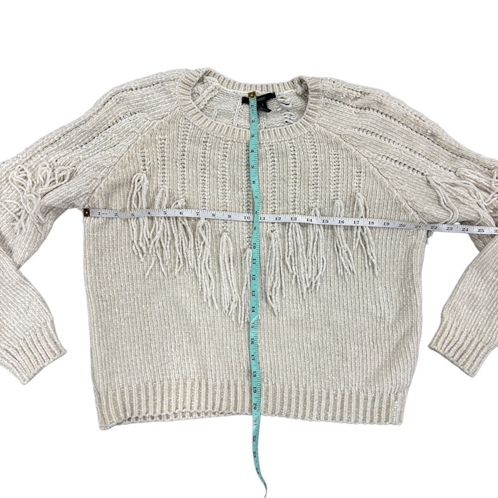 Forever 21 Off White Fringe Knit Sweater Size Large - Picture 6 of 7
